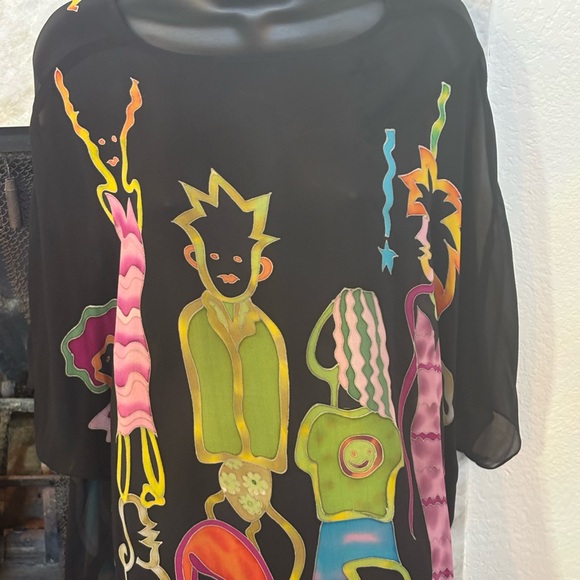 Artistic Colorful Graphic Sheer Top - Picture 1 of 5